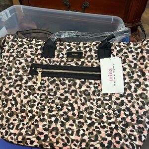 Trina Turk Pink and Brown Patterned Tote with Black Accents